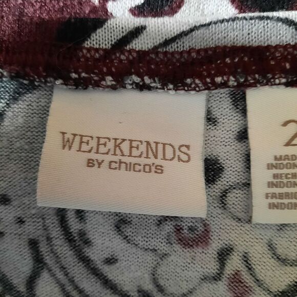 Chico's Blouse Ladies Medium Weekends Chico's 2 Round Neck - Picture 5 of 8